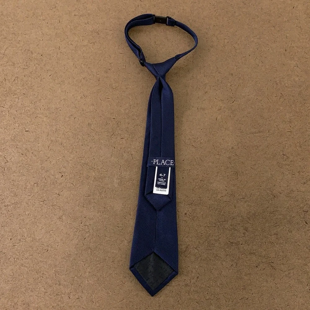 The Children's Place Boys Size 4-7 Tidal Blue Plastic Clipped Uniform Tie New